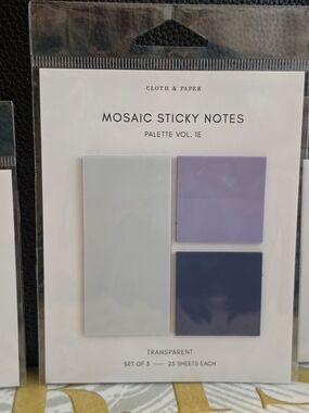 Cloth & Paper Mosaic and Arrow Sticky Notes - Lavender, Light Gray, Navy.